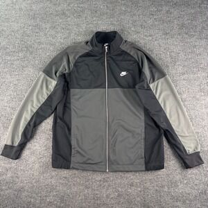 Nike Track Jacket Men XXL Tall Black Gray Full Zip Athletic Training Running *